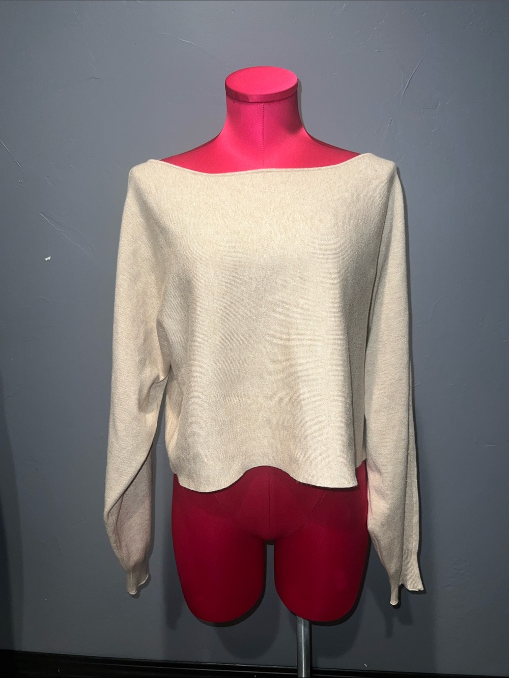 Cream/Tan boatneck cropped sweater!